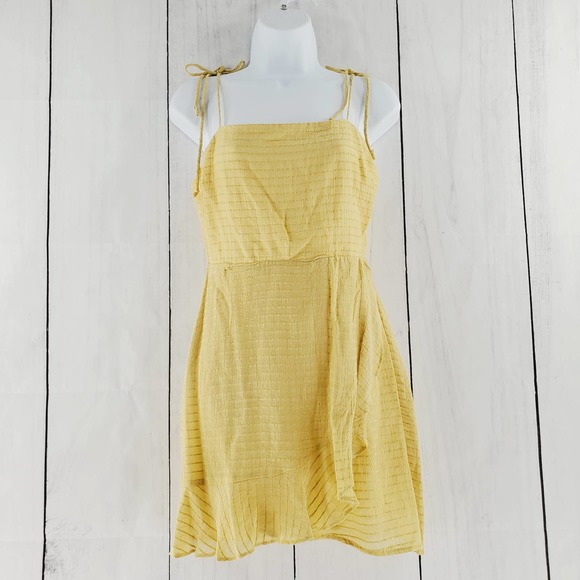 Tilly's Cotton Candy LA Yellow Textured Faux Wrap Ruffled Mini Dress - Picture 2 of 9